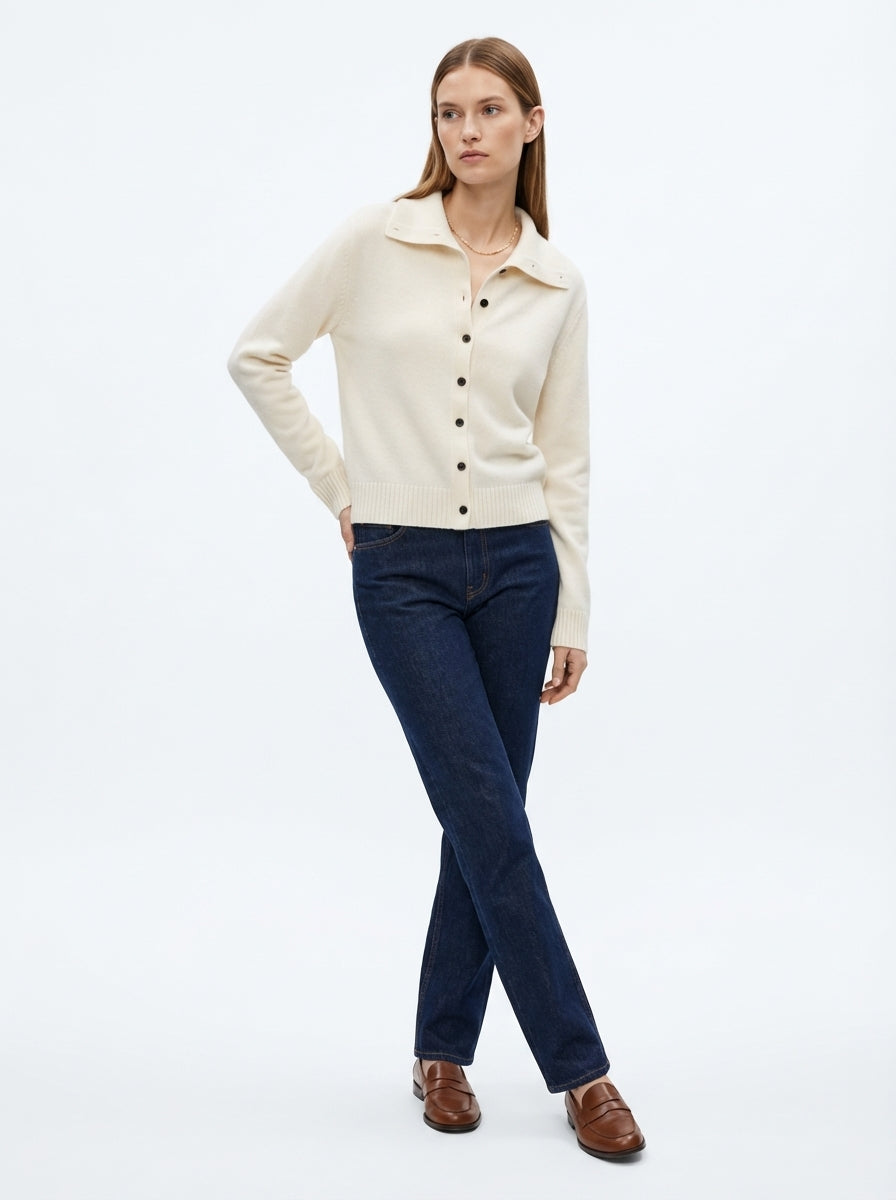 LadyLuxury | Convertible Collar Wool Blend Knit Cardigan - Old Money Aesthetic Two-Way Winter Coat