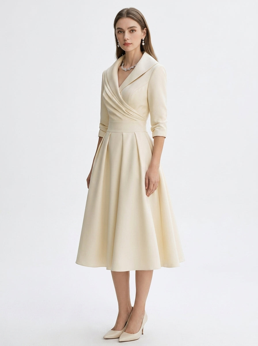 LadyLuxury | Elegant V-Neck Long Sleeve Maxi Dress - Slimming A-Line Evening Gown