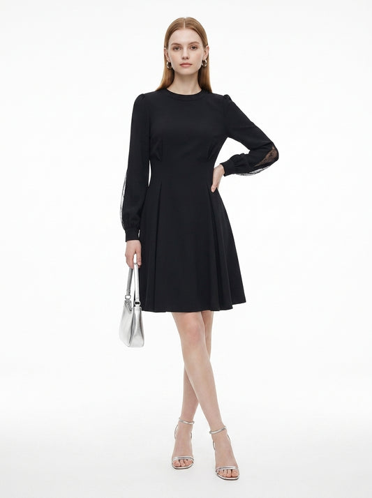 LadyLuxury | French Waist Black Dress - Minimalist Office Chic A-Line Mini