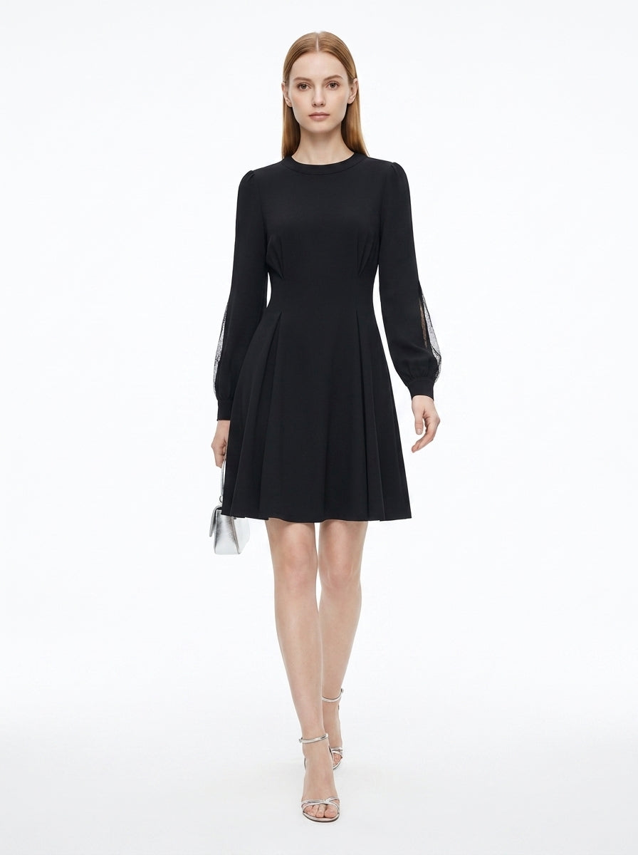 LadyLuxury | French Waist Black Dress - Minimalist Office Chic A-Line Mini