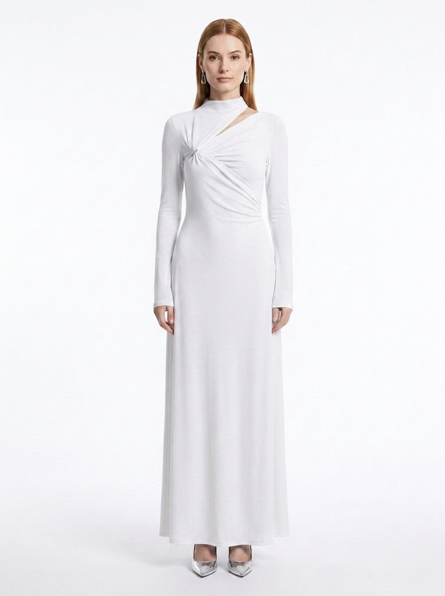 LadyLuxury | Asymmetrical Cutout Maxi Dress with Metallic Detail