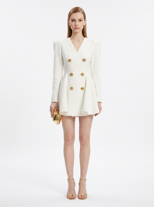 LadyLuxury | Double-Breasted Blazer Mini Dress in Parisian Power Glamour Style