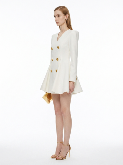 LadyLuxury | Double-Breasted Blazer Mini Dress in Parisian Power Glamour Style