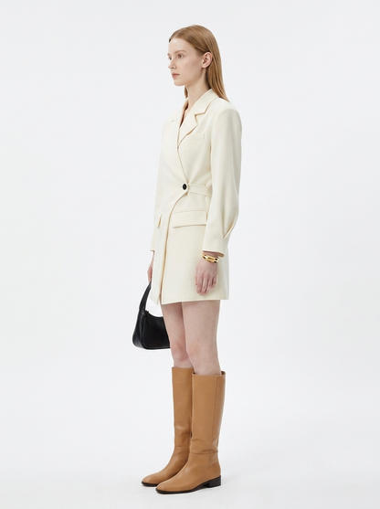 LadyLuxury | Asymmetrical Blazer Mini Dress - Modern Minimalist Long Sleeve Wrap Dress