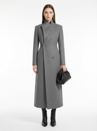 LadyLuxury | Architectural Wool Blend Long Coat - Structured Gray Overcoat