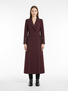 LadyLuxury | Heritage Burgundy Tailored Long Coat with Contrast Topstitching