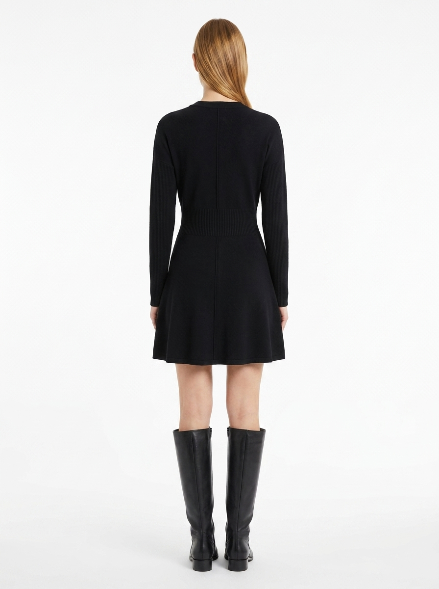 LadyLuxury | Parisian Military Knit Mini Dress with Gold Button Accents