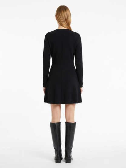 LadyLuxury | Parisian Military Knit Mini Dress with Gold Button Accents