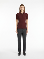 LadyLuxury | Slim Fit Ribbed Knit Polo Shirt - Classic Preppy Short Sleeve Top