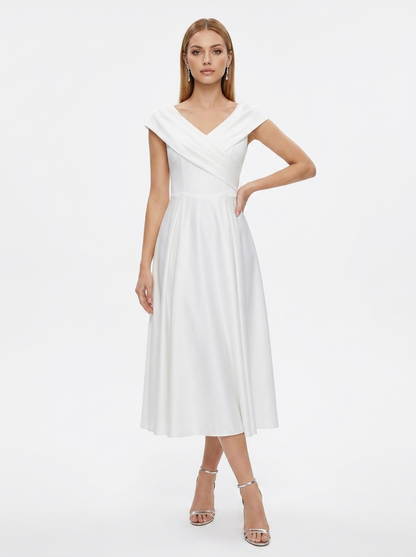 LadyLuxury | Sculpted V-Neck A-Line Maxi Dress - Minimalist Evening Gown