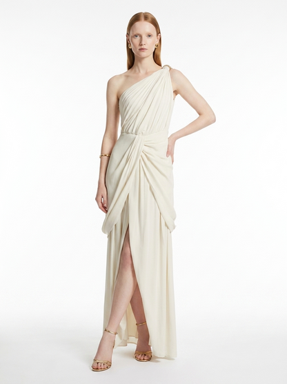 LadyLuxury | Draped One-Shoulder Maxi Dress - Elegant Grecian Evening Gown