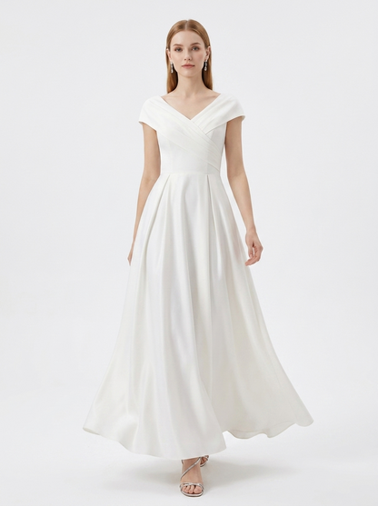 LadyLuxury | Sculpted V-Neck A-Line Maxi Dress - Minimalist Evening Gown