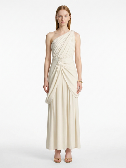 LadyLuxury | Draped One-Shoulder Maxi Dress - Elegant Grecian Evening Gown