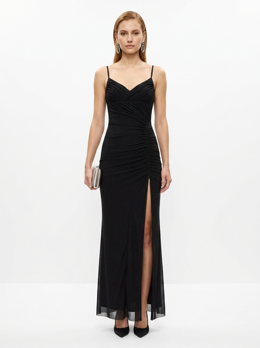 LadyLuxury | Neo-Noir Minimalist Sleeveless Maxi Dress in Black