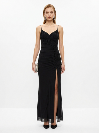 LadyLuxury | Neo-Noir Minimalist Sleeveless Maxi Dress in Black