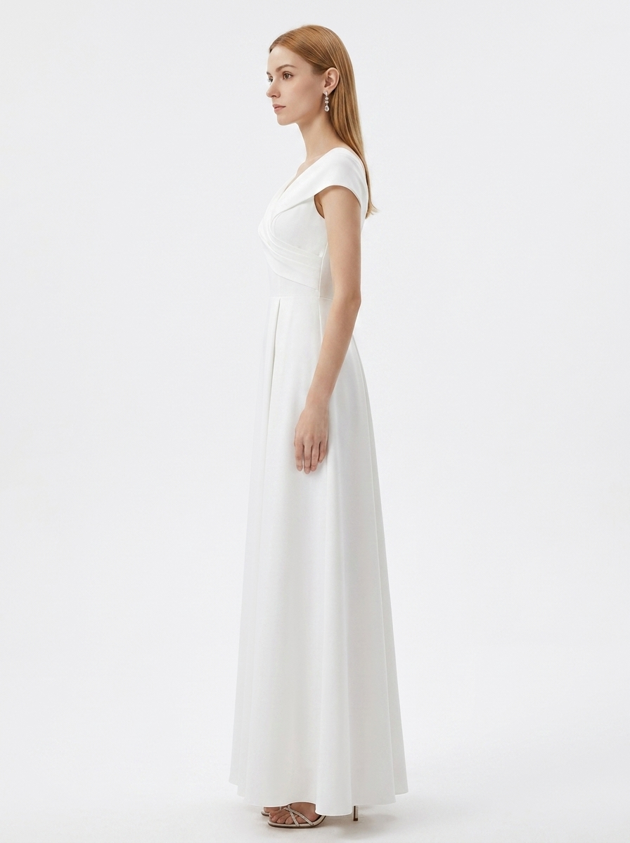 LadyLuxury | Sculpted V-Neck A-Line Maxi Dress - Minimalist Evening Gown
