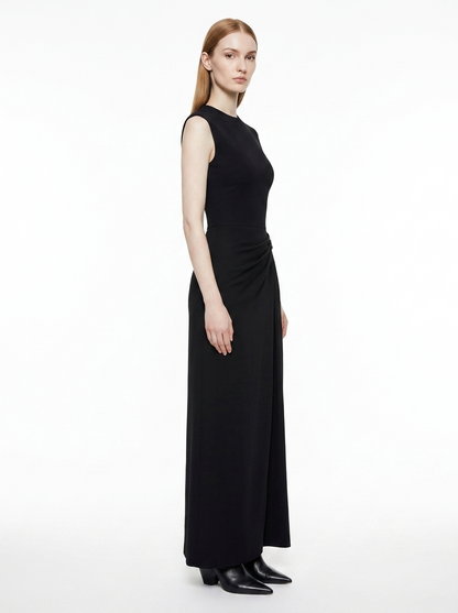 LadyLuxury | Architectural Minimalist Sleeveless Maxi Dress with Metallic Detail