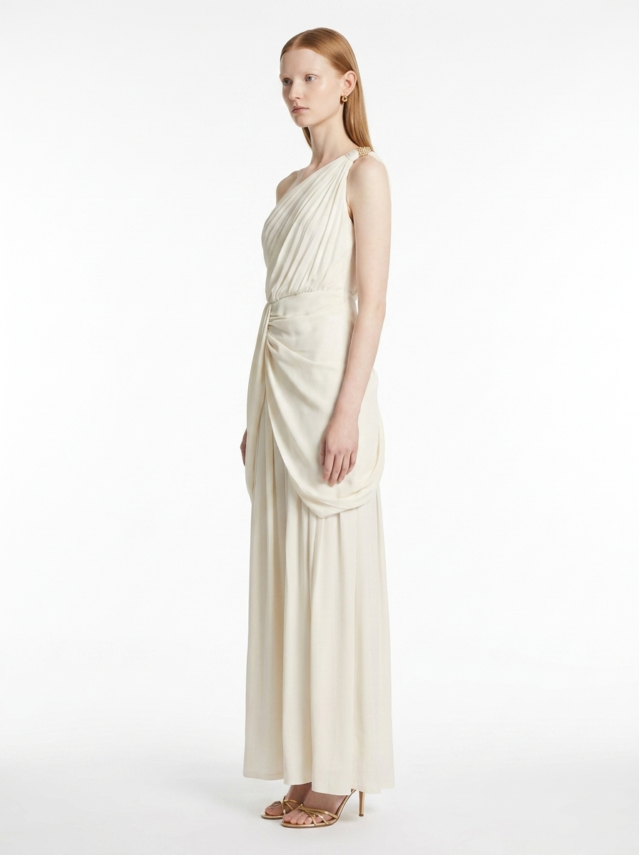 LadyLuxury | Draped One-Shoulder Maxi Dress - Elegant Grecian Evening Gown