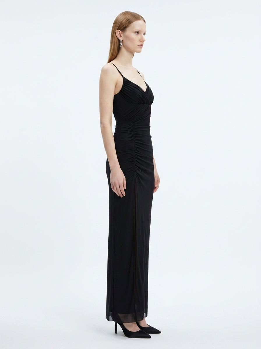 LadyLuxury | Neo-Noir Minimalist Sleeveless Maxi Dress in Black