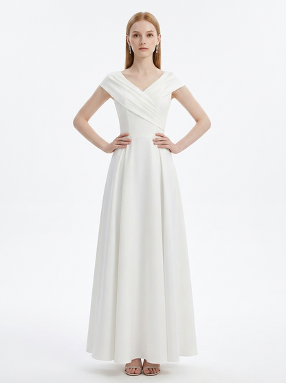 LadyLuxury | Sculpted V-Neck A-Line Maxi Dress - Minimalist Evening Gown