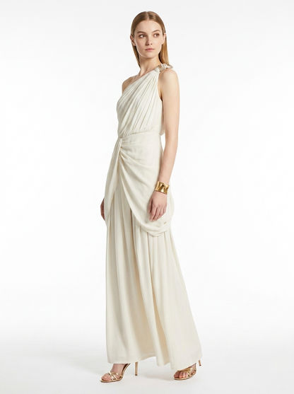LadyLuxury | Draped One-Shoulder Maxi Dress - Elegant Grecian Evening Gown