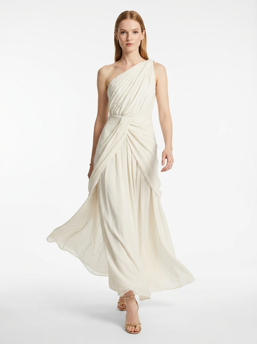 LadyLuxury | Draped One-Shoulder Maxi Dress - Elegant Grecian Evening Gown