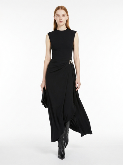LadyLuxury | Architectural Minimalist Sleeveless Maxi Dress with Metallic Detail