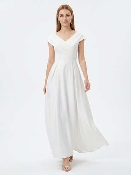 LadyLuxury | Sculpted V-Neck A-Line Maxi Dress - Minimalist Evening Gown