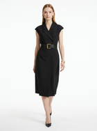 LadyLuxury | Sleeveless Double-Breasted Midi Blazer Dress with Gold-Tone Belt