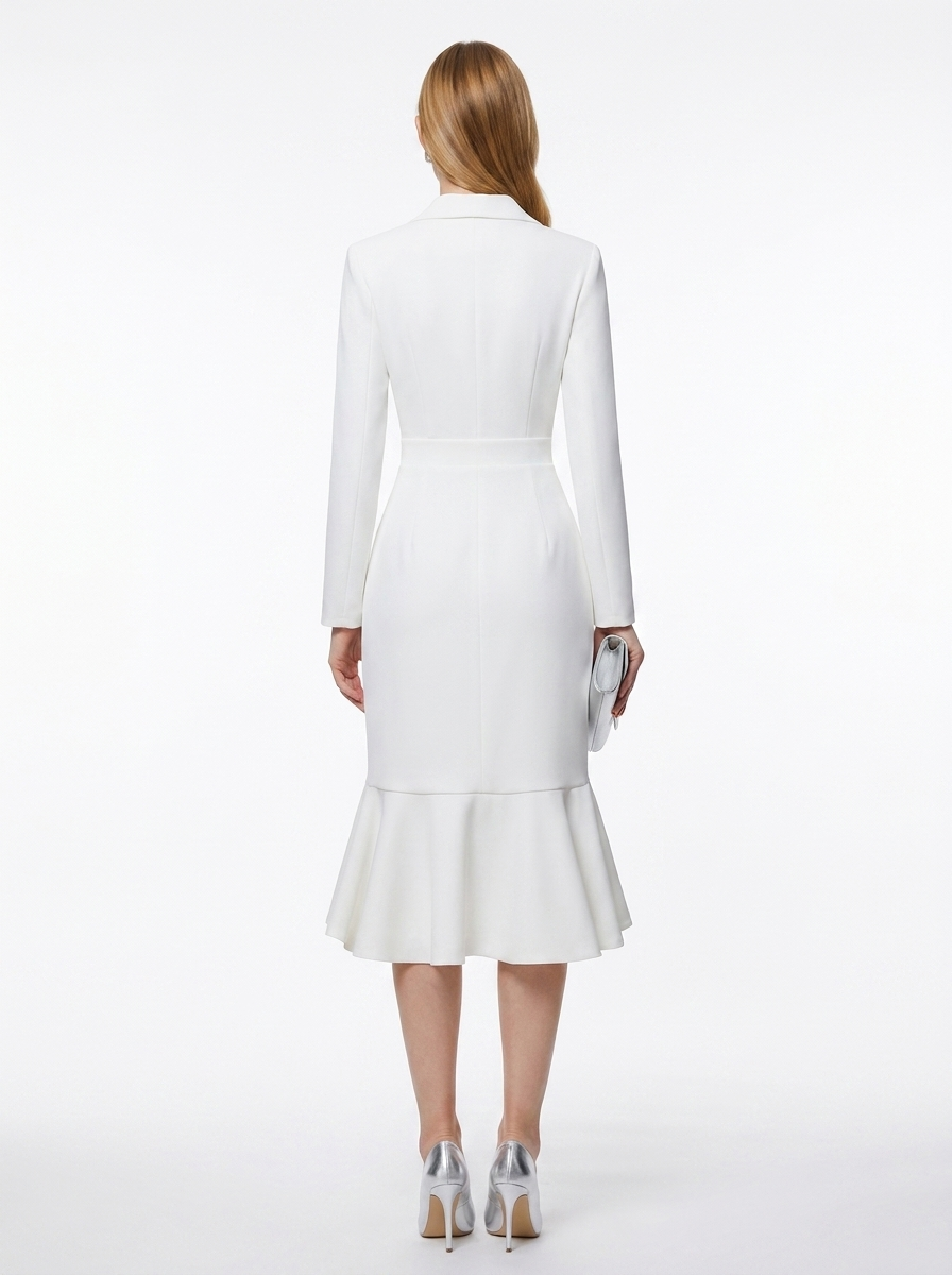 LadyLuxury | Architectural Tailored Blazer Midi Dress with Mermaid Hem