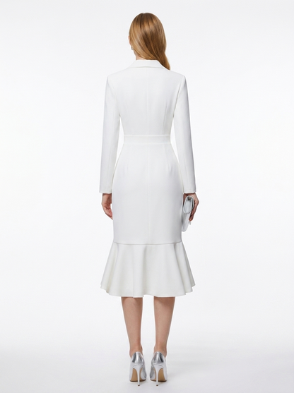 LadyLuxury | Architectural Tailored Blazer Midi Dress with Mermaid Hem