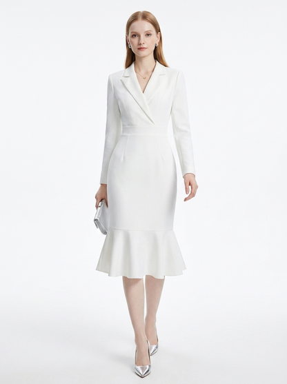 LadyLuxury | Architectural Tailored Blazer Midi Dress with Mermaid Hem