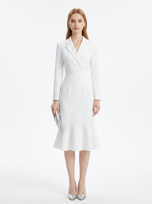 LadyLuxury | Architectural Tailored Blazer Midi Dress with Mermaid Hem