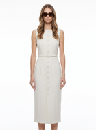 LadyLuxury | Elegant Sleeveless Belted Midi Dress - Single-Breasted Tailored Fit