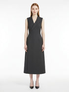 LadyLuxury | Asymmetrical Tailored Midi Dress - Structured Sleeveless A-Line Dress