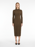 LadyLuxury | Ribbed Knit Bodycon Midi Dress - Minimalist Long Sleeve Tunic
