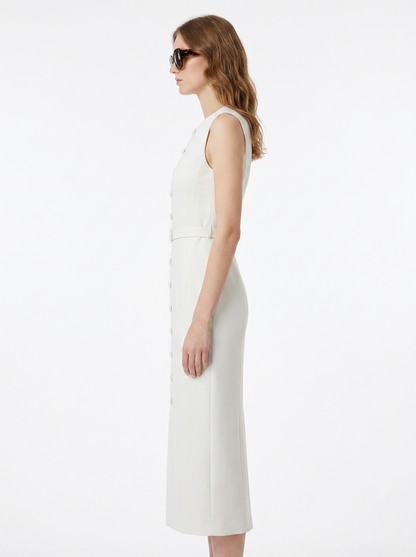 LadyLuxury | Elegant Sleeveless Belted Midi Dress - Single-Breasted Tailored Fit