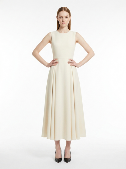 LadyLuxury | Sculptural Pleated Sleeveless A-Line Midi Dress