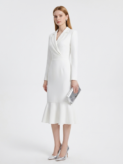LadyLuxury | Architectural Tailored Blazer Midi Dress with Mermaid Hem