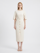 LadyLuxury | High-Waist Buttoned A-Line Midi Dress