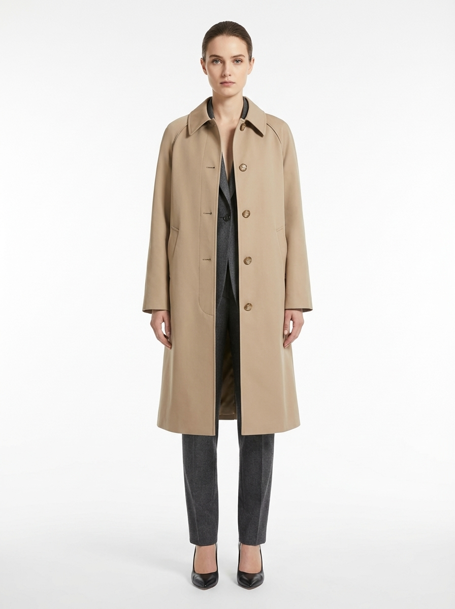 LadyLuxury | British Heritage Long Trench Coat - Classic A-Line Overcoat for Office & Commute
