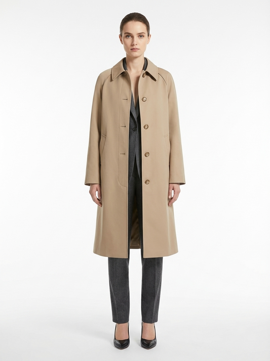 LadyLuxury | British Heritage Long Trench Coat - Classic A-Line Overcoat for Office & Commute