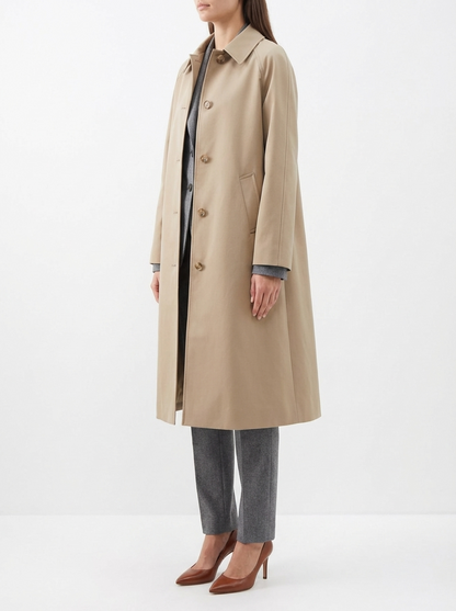 LadyLuxury | British Heritage Long Trench Coat - Classic A-Line Overcoat for Office & Commute