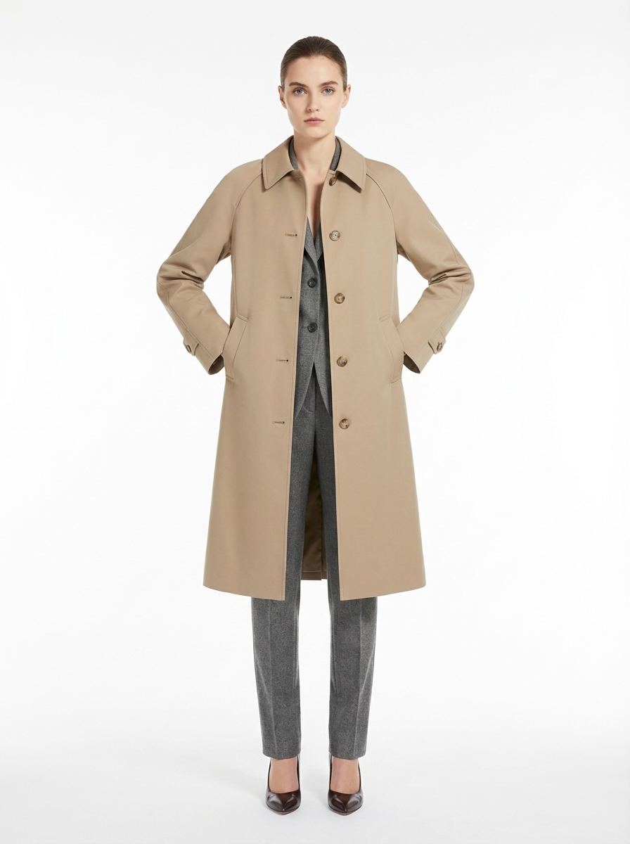 LadyLuxury | British Heritage Long Trench Coat - Classic A-Line Overcoat for Office & Commute