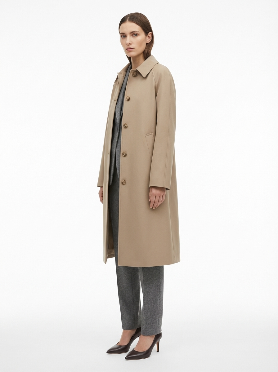 LadyLuxury | British Heritage Long Trench Coat - Classic A-Line Overcoat for Office & Commute