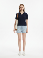 LadyLuxury | Women's Cable-Knit Short Sleeve Polo Sweater - Old Money Aesthetic