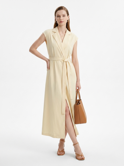 LadyLuxury | Sleeveless Trench Maxi Dress with Belted Waist