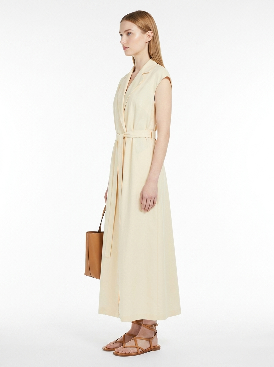 LadyLuxury | Sleeveless Trench Maxi Dress with Belted Waist