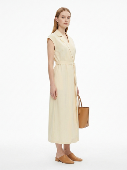 LadyLuxury | Sleeveless Trench Maxi Dress with Belted Waist