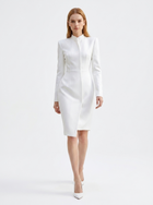 LadyLuxury | Architectural Minimalist Midi Dress - Structured White Formal Gown with Pockets